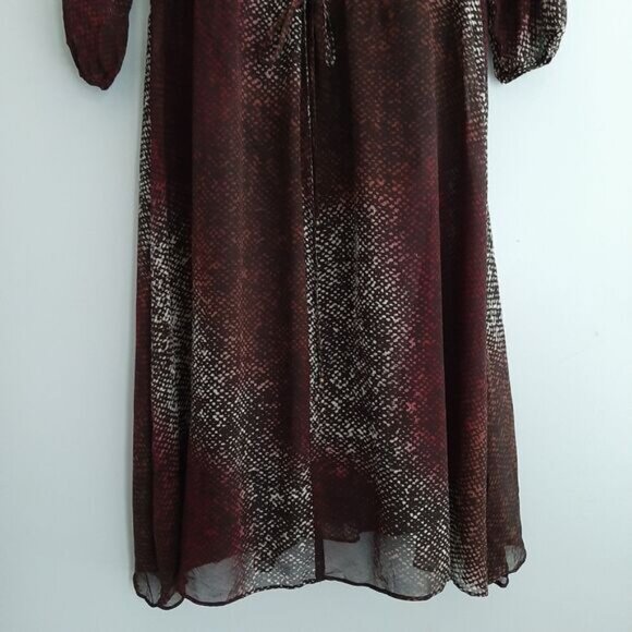 CLUB MONACO 100% Silk Semi-Sheer Midi Dress Abstract Snake Pattern Sz 4 - Picture 5 of 14
